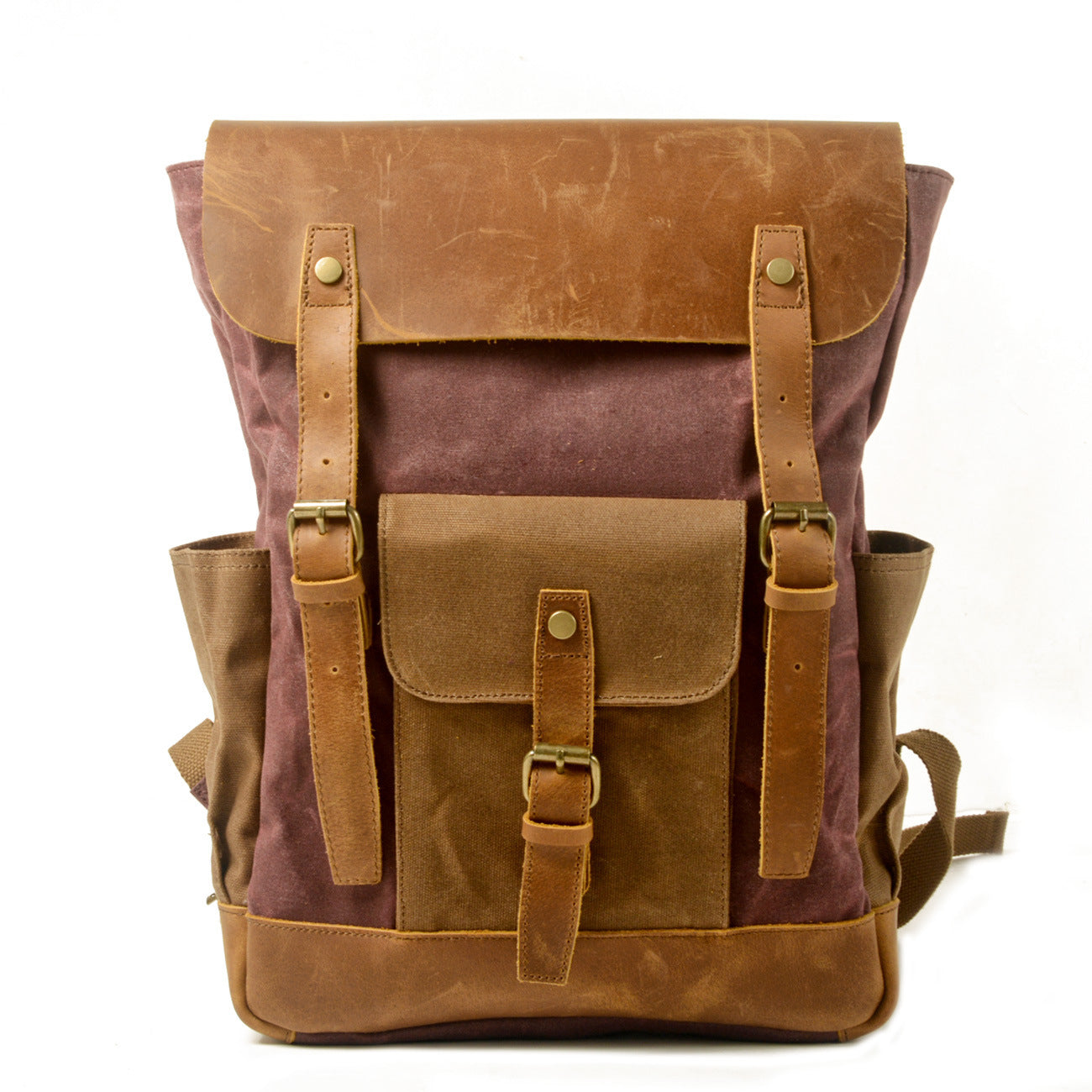 Mochila PRAGA vintage impermeable de lona y cuero
