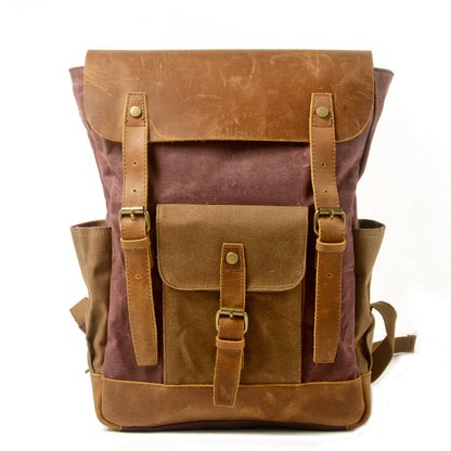 Mochila PRAGA vintage impermeable de lona y cuero