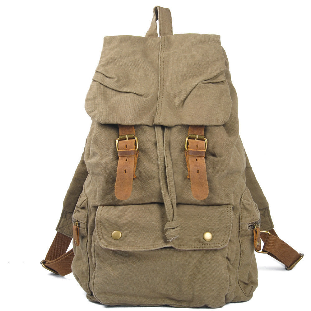 Mochila informal CAIRO de lona y cuero con gran capacidad de almacenamiento estilo retro