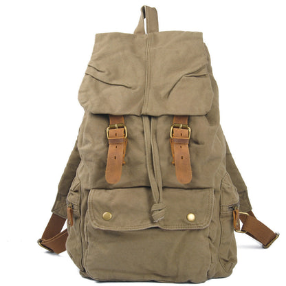 Mochila informal CAIRO de lona y cuero con gran capacidad de almacenamiento estilo retro