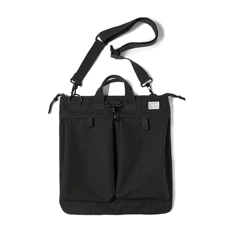 Bolsa LEO para portátil con diseño vintage de lona y casco para hombre.