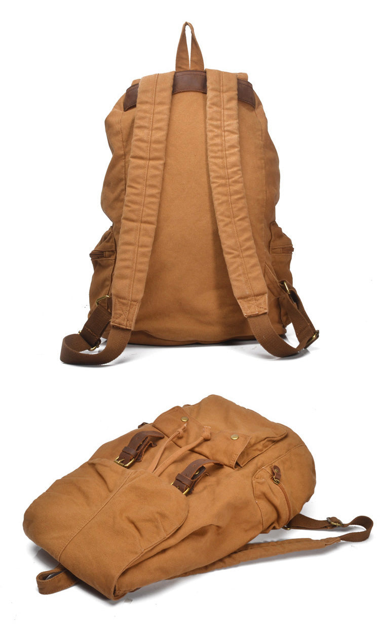 Mochila informal CAIRO de lona y cuero con gran capacidad de almacenamiento estilo retro