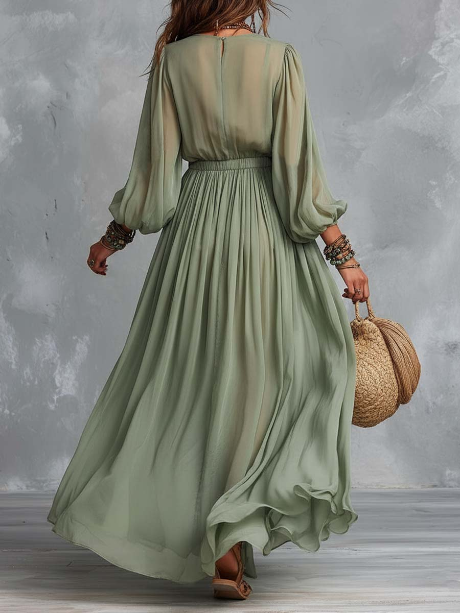 Élodine™ | Vestido largo bohemio con estampado flora