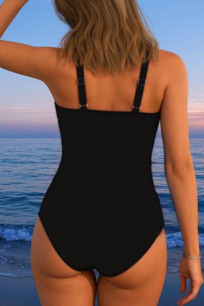Traje de baño PILAR envolvente de lujo con estampado colorido.