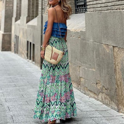 Falda JULIA, maxi falda, estampada.