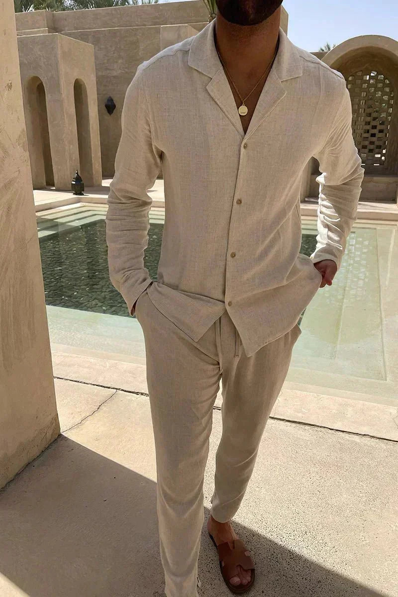 Conjunto JOAN Hombre Elegante Casual | Set Camisa Manga Larga + Pantalón Relax Fit