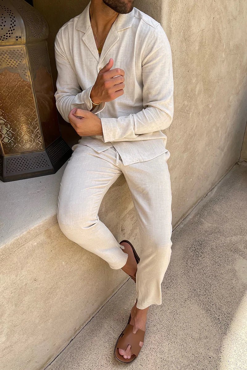 Conjunto JOAN Hombre Elegante Casual | Set Camisa Manga Larga + Pantalón Relax Fit