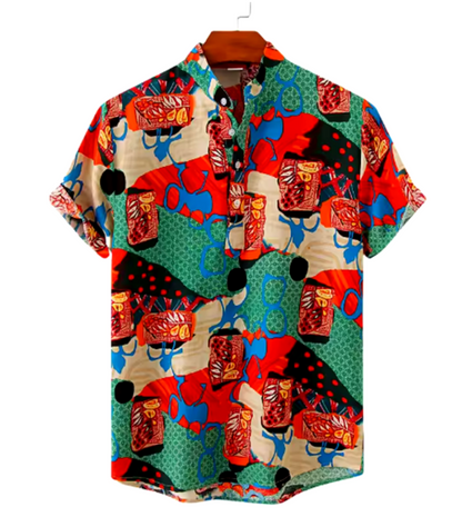 Camisa NOHA Hombre Manga Corta | Camisa Casual Cuello Mandarín Verano Elegante