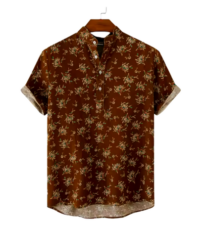 Camisa NOHA Hombre Manga Corta | Camisa Casual Cuello Mandarín Verano Elegante