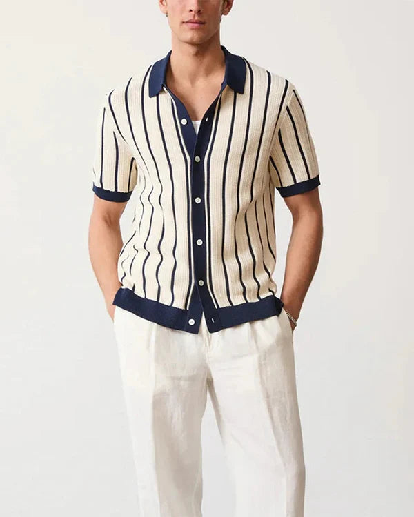 Camisa DILAN de Hombre de Rayas Manga Corta | Camisa Casual Elegante Tejido Ligero