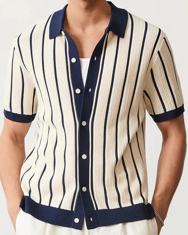 Camisa DILAN de Hombre de Rayas Manga Corta | Camisa Casual Elegante Tejido Ligero