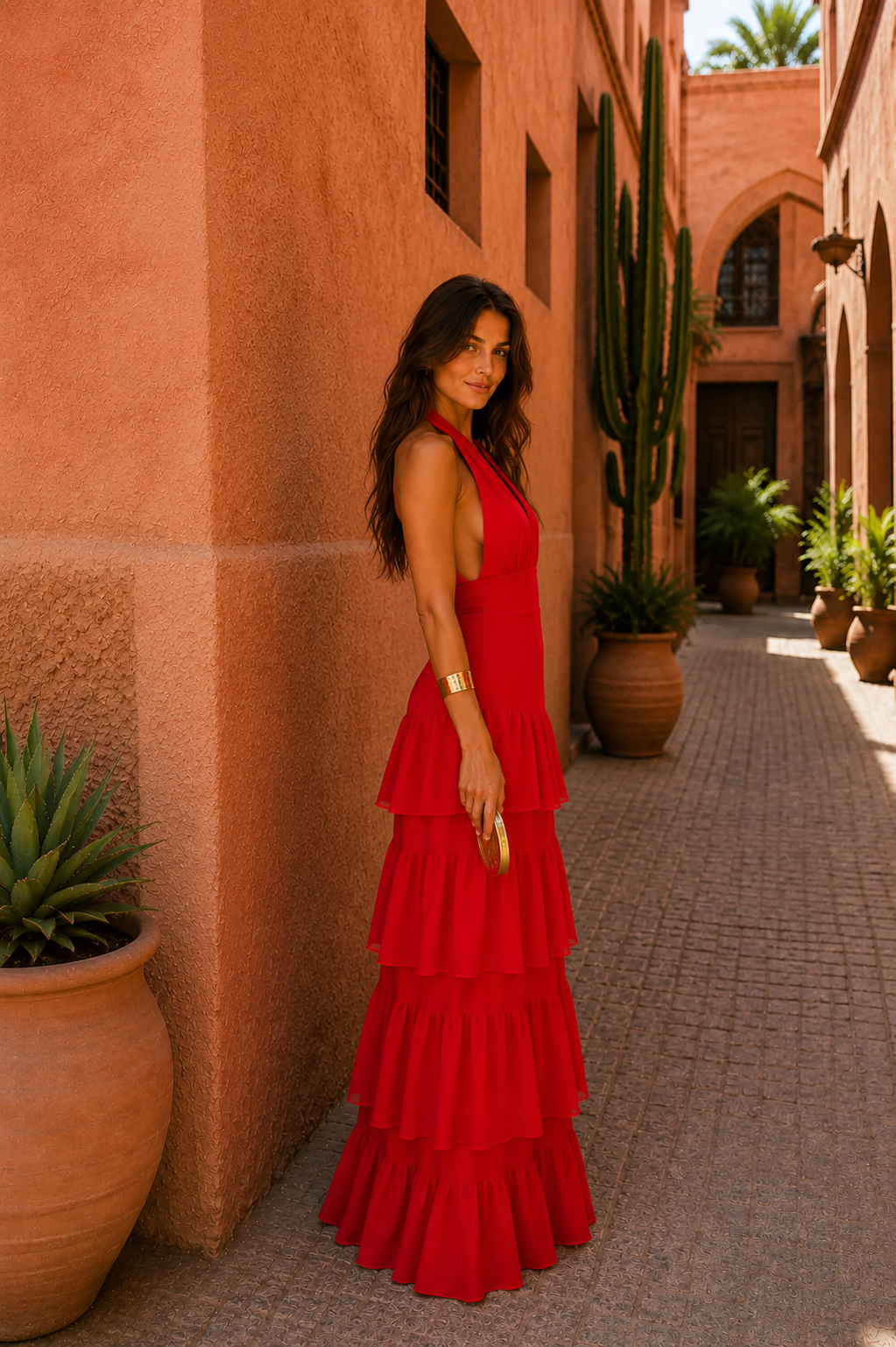 Vestido ESTER en Rojo con cuello Halter