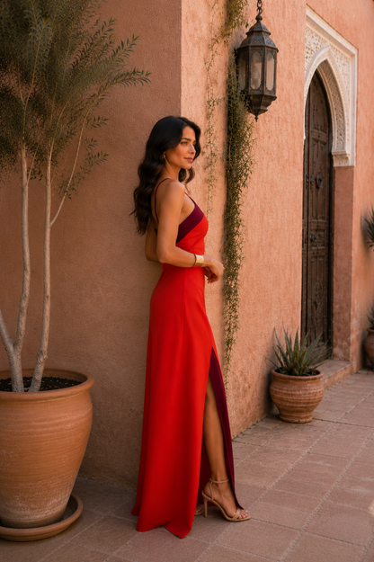 Vestido JULIANA  largo halter con abertura