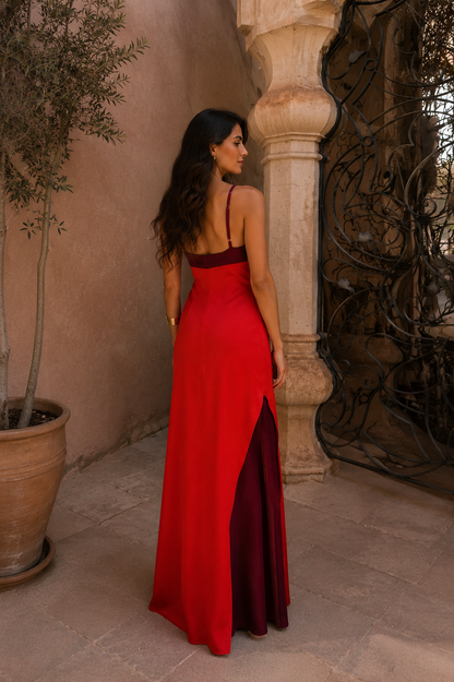 Vestido JULIANA  largo halter con abertura