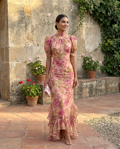 Vestido VALERIANA, floreado, elegante.