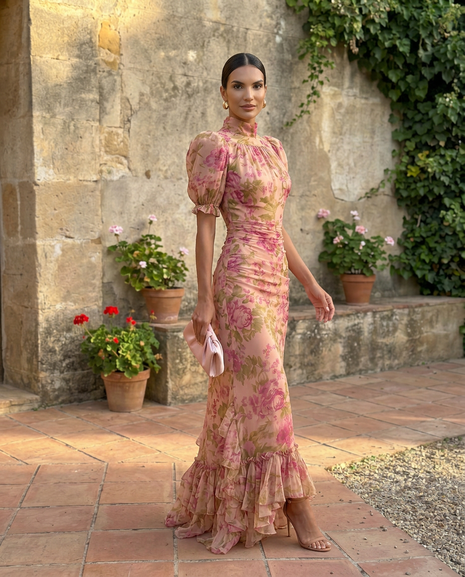 Vestido VALERIANA, floreado, elegante.