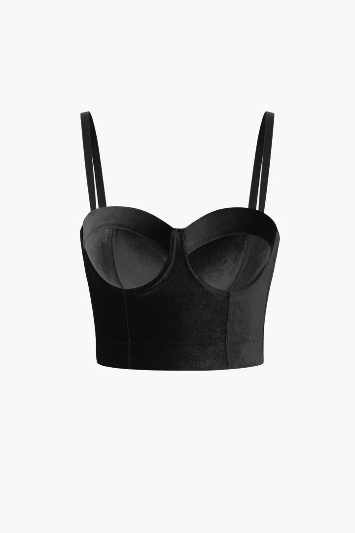 Top MEDUSA tipo bustier de terciopelo.