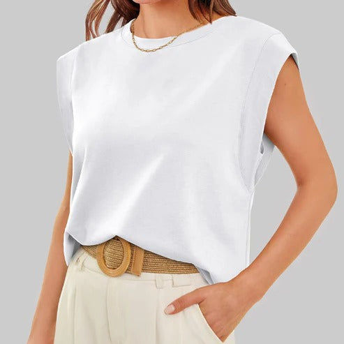 Top HILTON liso cuello redondo y sin mangas