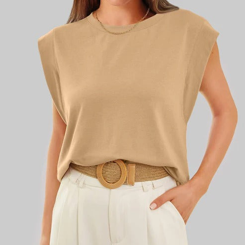 Top HILTON liso cuello redondo y sin mangas