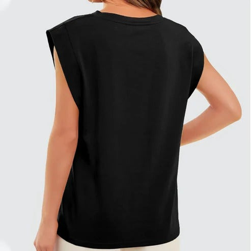 Top HILTON liso cuello redondo y sin mangas