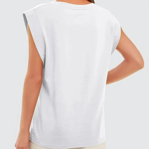 Top HILTON liso cuello redondo y sin mangas