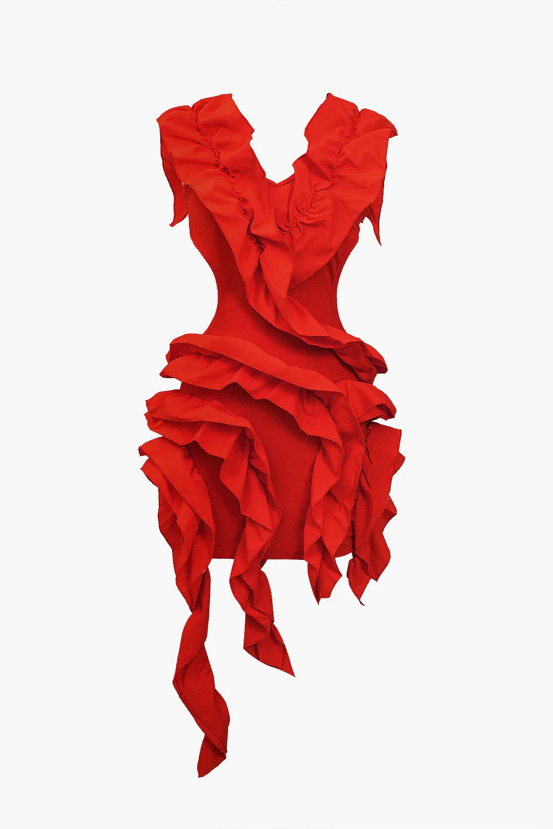 Vestido midi ÁFRICA sin espalda con volantes.