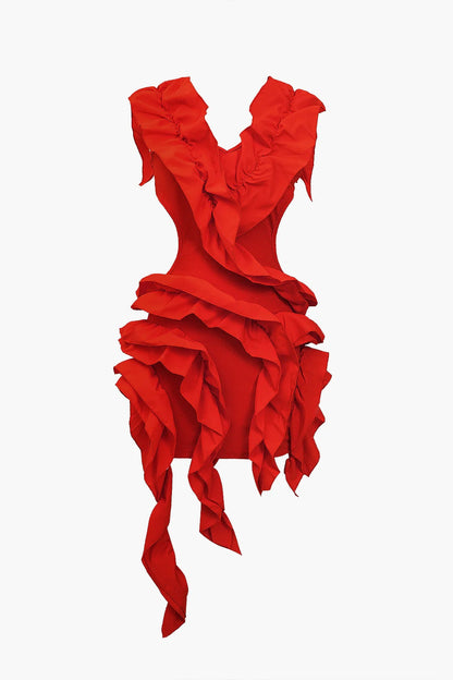 Vestido midi ÁFRICA sin espalda con volantes.