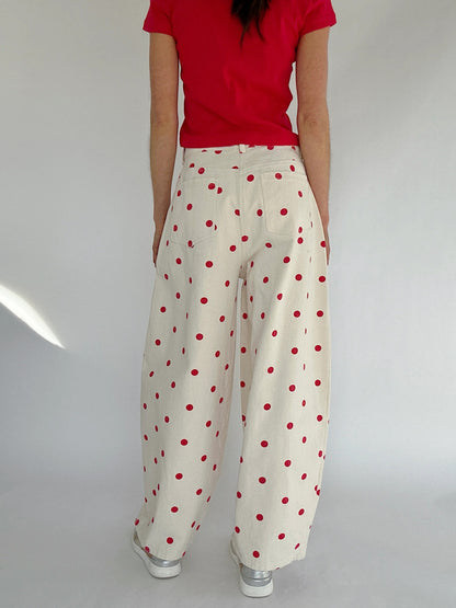 Pantalón PRINCESS, ancho, delicado, con lunares.