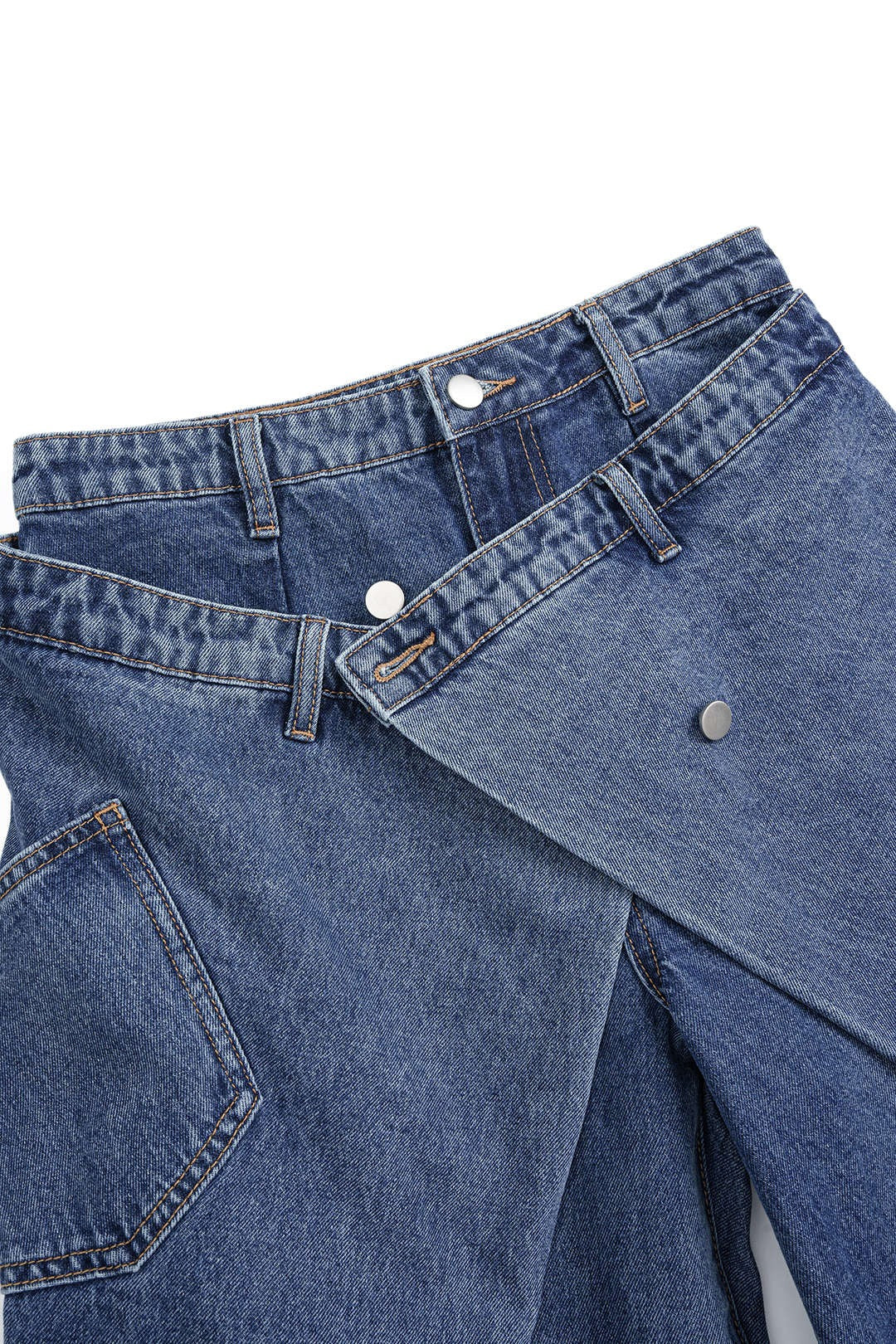 Vaqueros JAM oversize asimétricos cruzado con botones, denim.