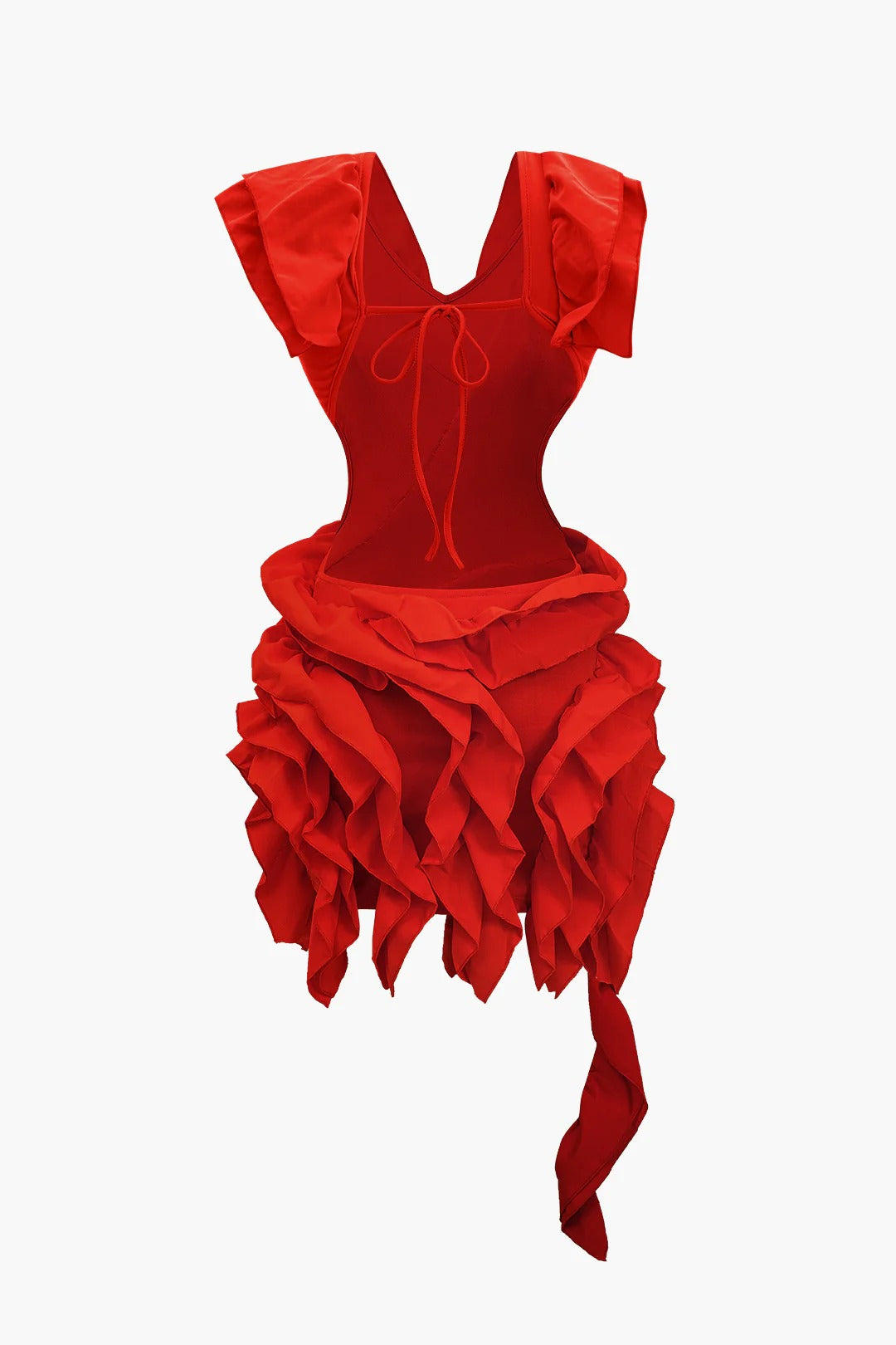 Vestido midi ÁFRICA sin espalda con volantes.
