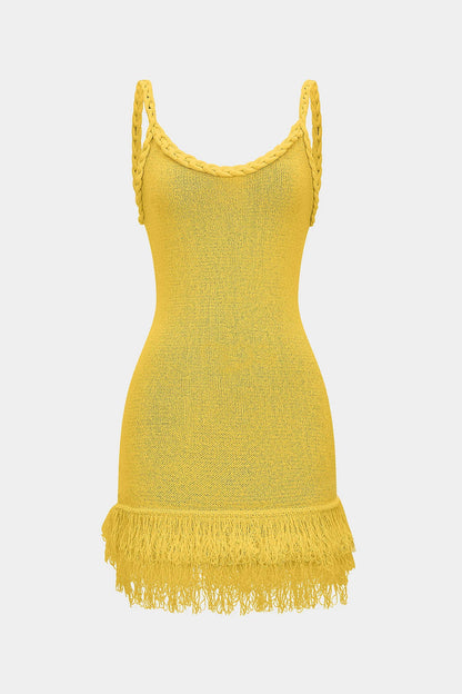 Vestido GILDA de punto con flecos.