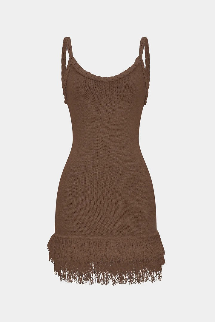 Vestido GILDA de punto con flecos.