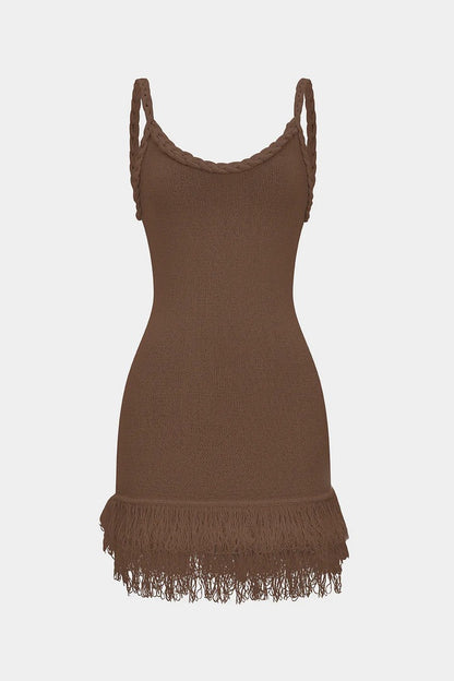 Vestido GILDA de punto con flecos.