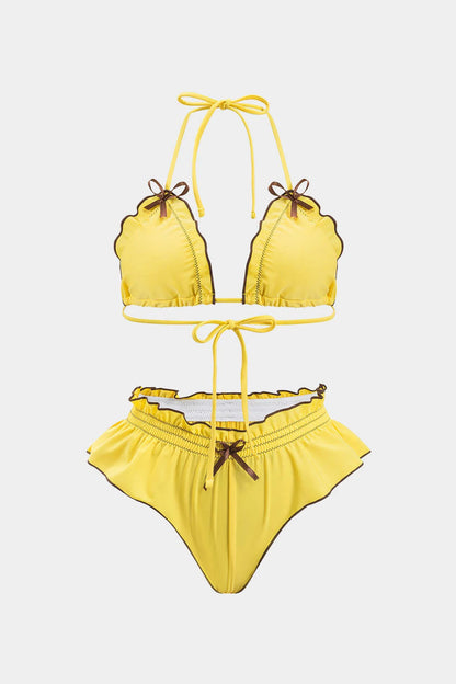Conjunto de bikini SOLCITO fruncido con volantes.