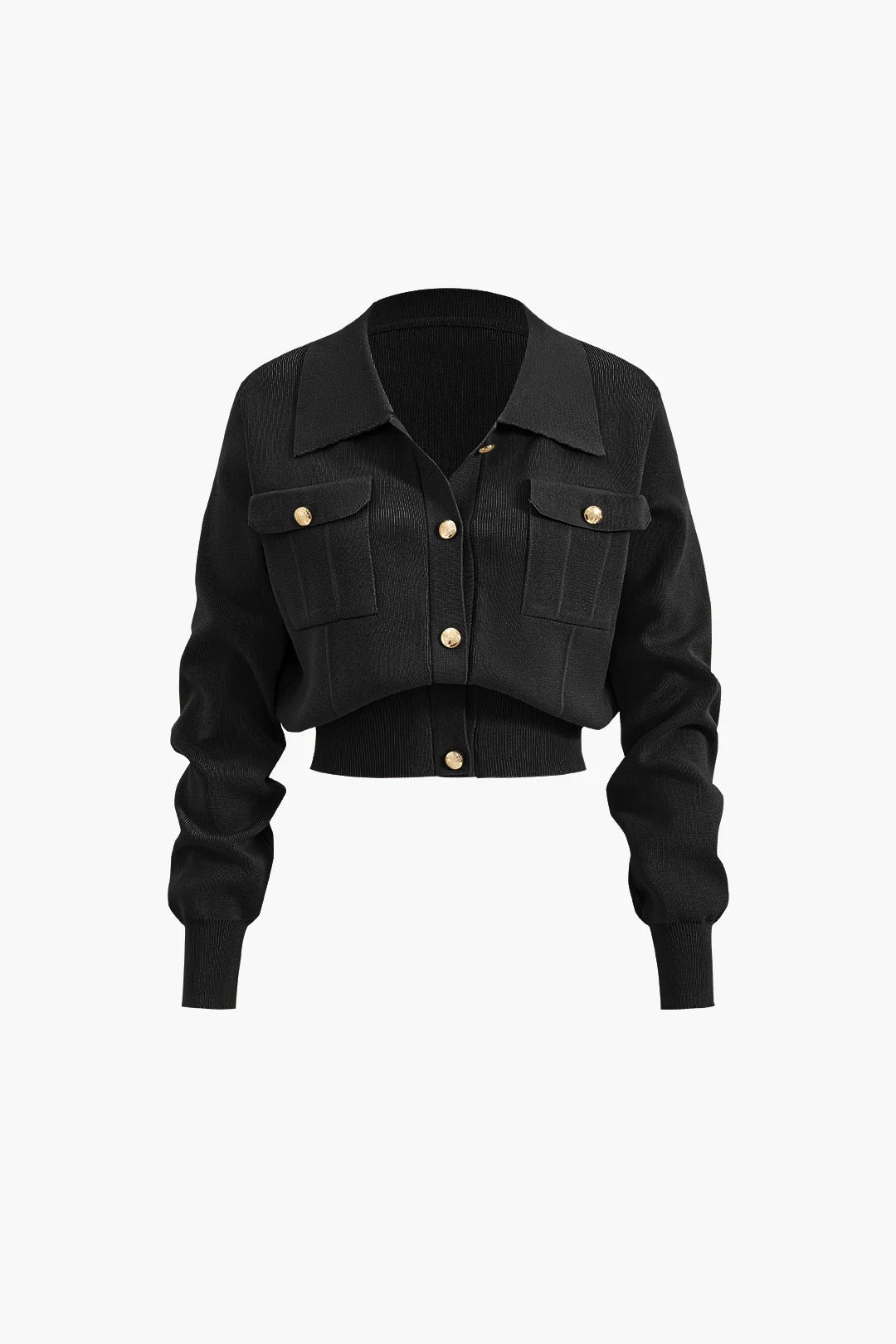 Conjunto ATELIER de top corto de punto abotonado y falda larga.