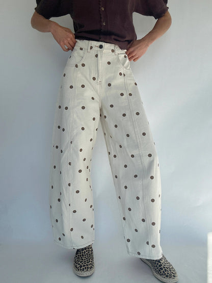 Pantalón PRINCESS, ancho, delicado, con lunares.