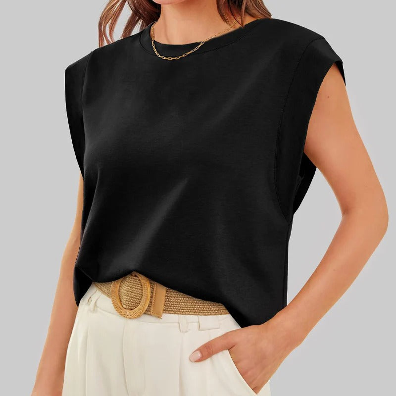 Top HILTON liso cuello redondo y sin mangas
