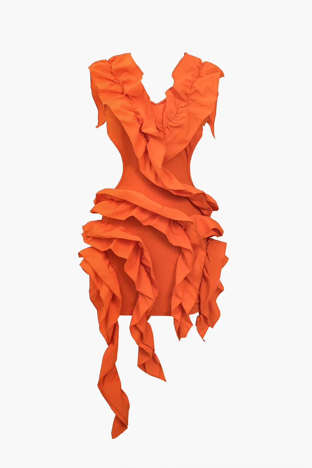 Vestido midi ÁFRICA sin espalda con volantes.