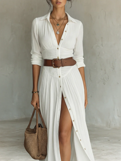 Vestido DAKOTA, cuello de solapa mangas largas.