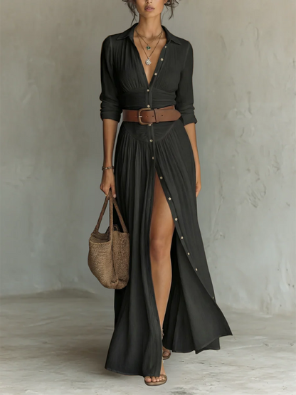 Vestido DAKOTA, cuello de solapa mangas largas.