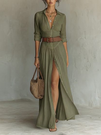 Vestido DAKOTA, cuello de solapa mangas largas.