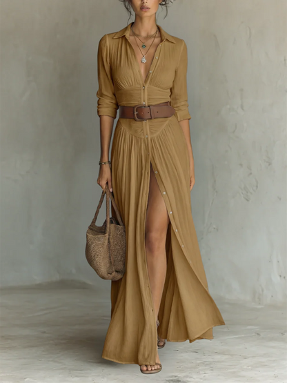 Vestido DAKOTA, cuello de solapa mangas largas.
