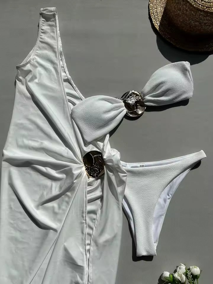 Conjunto bikini MIAMI de 3 piezas color blanco