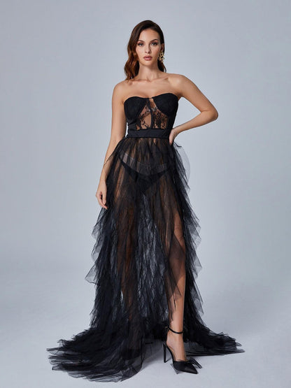 Vestido IRINA, largo de tul.