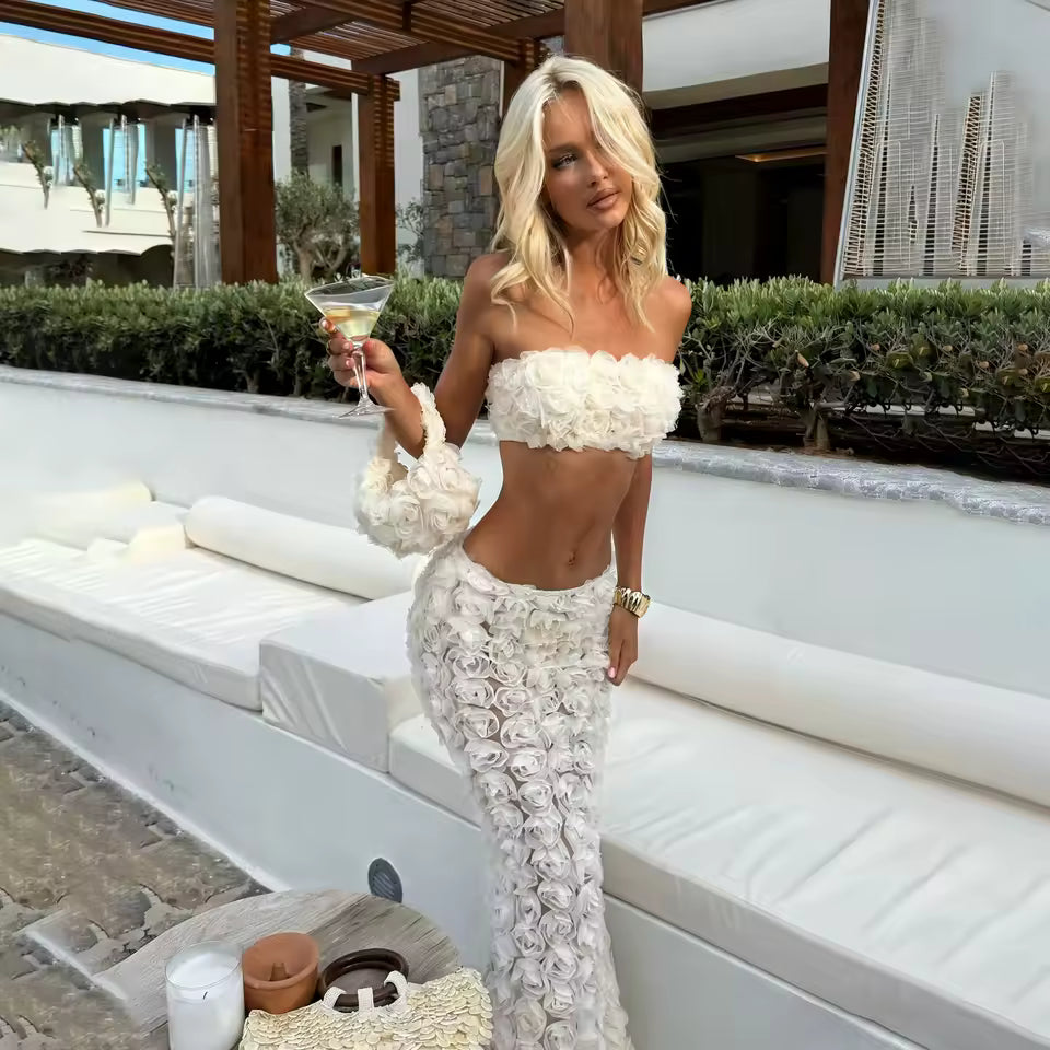 Conjunto de bikini PAULA de flores 3D.