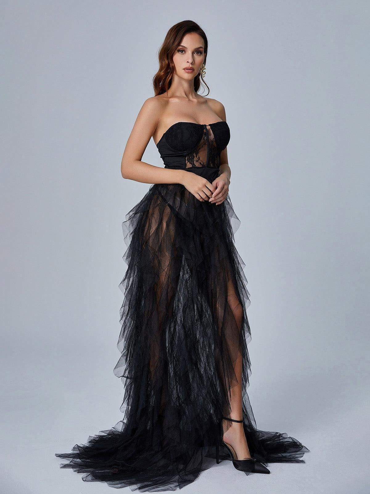 Vestido IRINA, largo de tul.