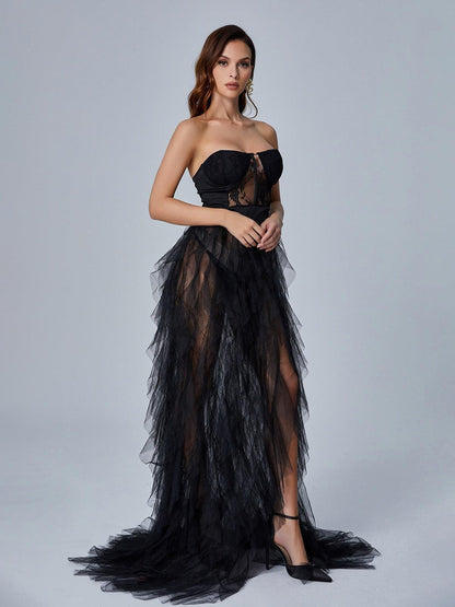 Vestido IRINA, largo de tul.