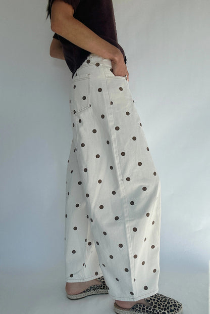 Pantalón PRINCESS, ancho, delicado, con lunares.