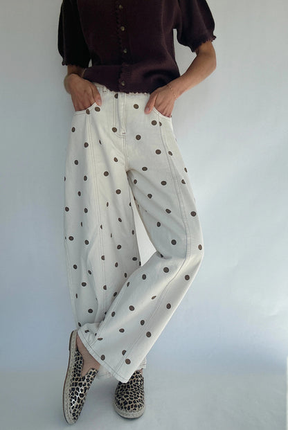 Pantalón PRINCESS, ancho, delicado, con lunares.