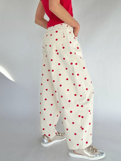 Pantalón PRINCESS, ancho, delicado, con lunares.